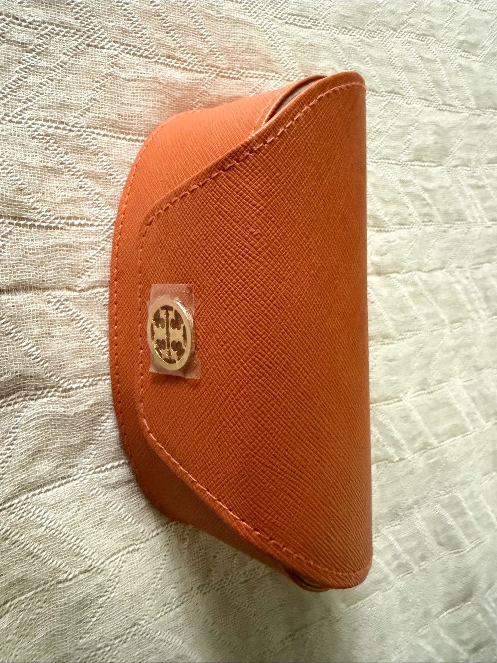 Tory Burch Orange Saffiano Eyewear Case with Gold Logo